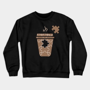 Coffee Puzzle Design with One Piece Missing in Warm Coffee Color Crewneck Sweatshirt